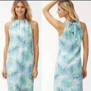 Tommy Bahama Blue and Green Leaf Print Mini Dress